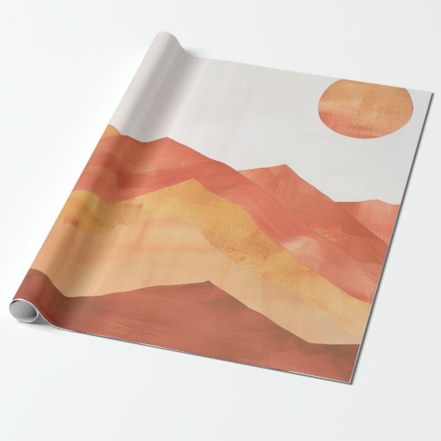 Minimalist Boho Abstract Mountain Landscape Wrapping Paper (Unrolled)