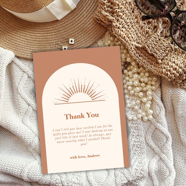 Minimalist Boho Arch Sunshine Baby Shower Thank You Card (Minimalist Boho Arch Sunshine Baby Shower Thank You Card)