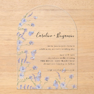 Minimalist Boho Black White Floral Art Wedding Acr Acrylic Invitations