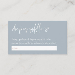 Minimalist Boho Blue Hello Baby Diaper Raffle Enclosure Card