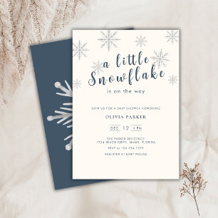 Minimalist Boho Blue Winter Baby Shower Invitation