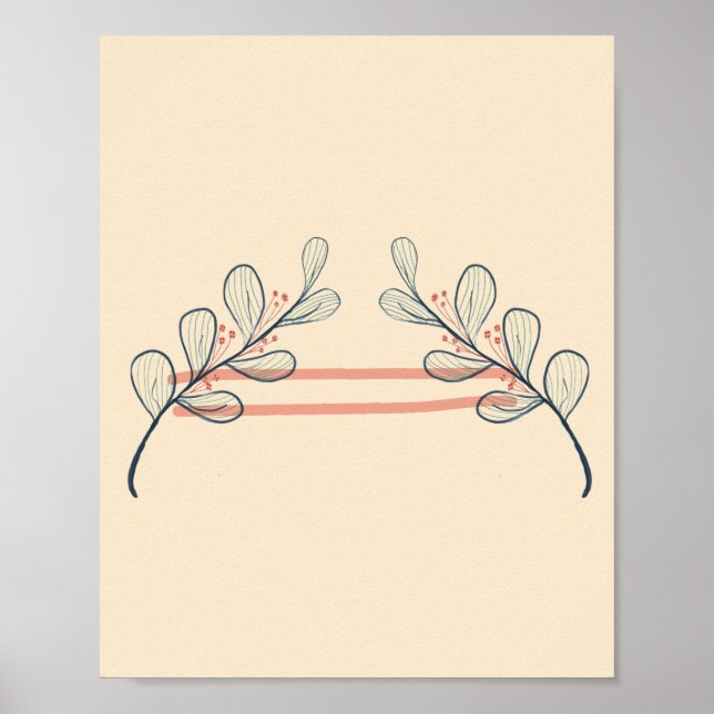 Minimalist Boho Botanical Branch Poster | Neutral  (Front)