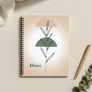 Minimalist Boho Botanical Leaves Personalized  Notebook