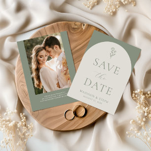 Minimalist Boho Botanical Sage Green Wedding Save The Date