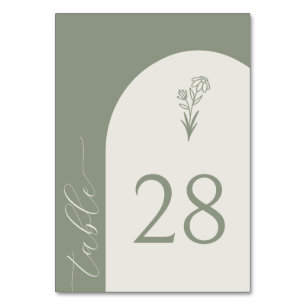 Minimalist Boho Botanical Sage Wedding Table Number