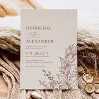 Minimalist Boho Botanical Terracotta Wedding Invit