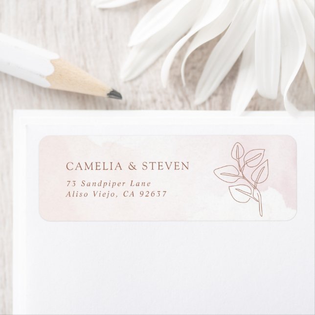 Minimalist Boho Botanical Wedding Return Address Label (Insitu)