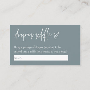 Minimalist Boho Boy Blue Hello Baby Diaper Raffle Enclosure Card