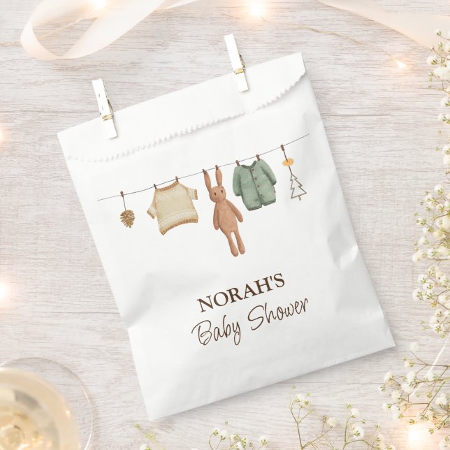 Minimalist Boho Boy Clothes Baby Shower  Favour Bag (Clipped)