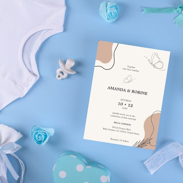 Minimalist Boho Butterfly Wedding Invitation (Creator Uploaded)