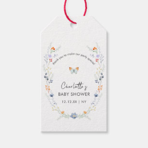 Minimalist Boho Butterfly Wildflower Baby Shower  Gift Tags