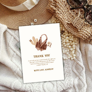Minimalist Boho Cactus Cowgirl Baby Shower Thank You Card