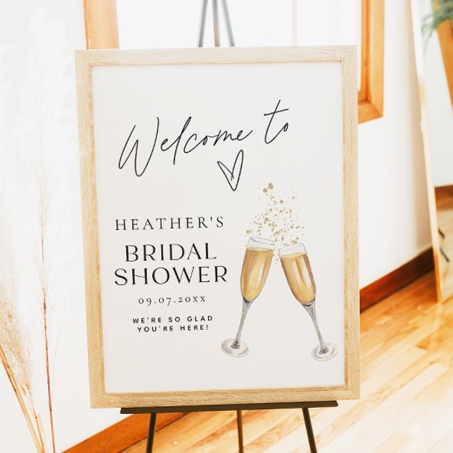 Minimalist Boho Champagne Bridal Shower Welcome Poster (Creator Uploaded)