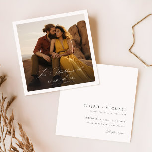 Minimalist Boho Chic Photo Square Wedding  Invitation
