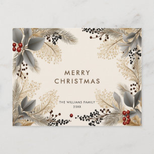 Minimalist Boho Christmas Greeting Holiday Postcard