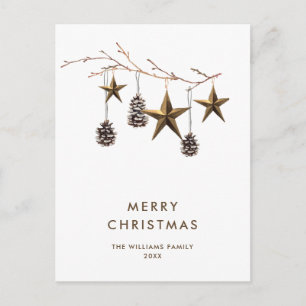 Minimalist Boho Christmas Greeting Holiday Postcard