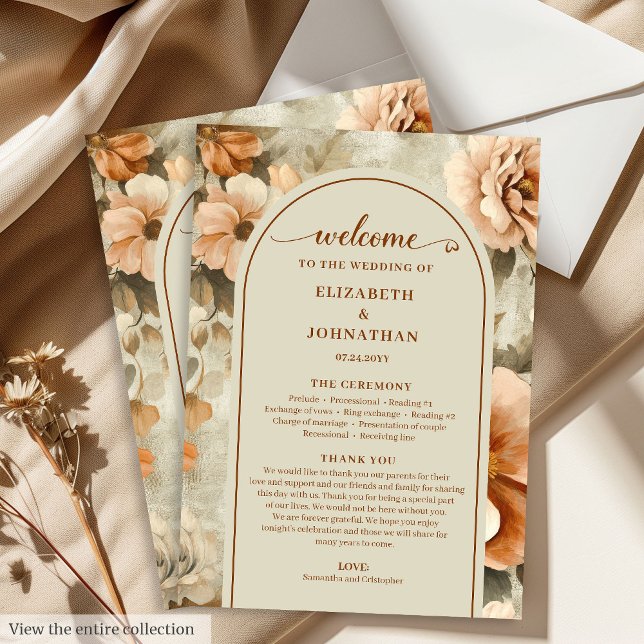 Minimalist Boho Copper Ivory Sage Floral Wedding  Program (Minimalist Boho Copper Ivory Sage Floral Wedding Program

)