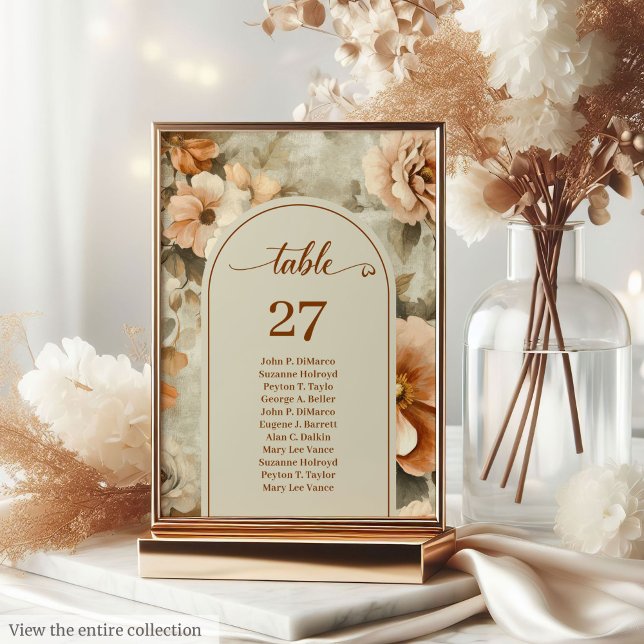 Minimalist Boho Copper Ivory Sage Floral Wedding  Table Number (Minimalist Boho Copper Ivory Sage Floral Wedding Table Number

)