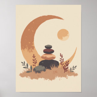 Minimalist Boho Crescent Moon Wall Art