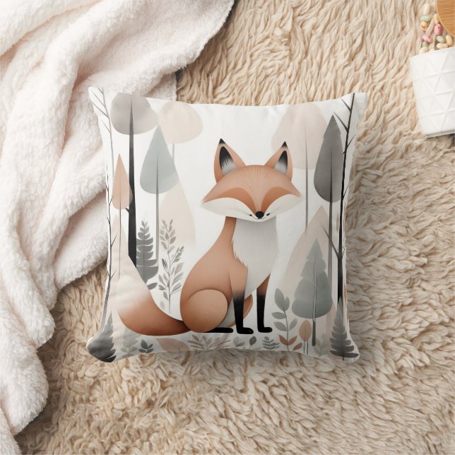 Minimalist Boho Cute Fox Woods Nursery Kids Room  Cushion (Blanket)