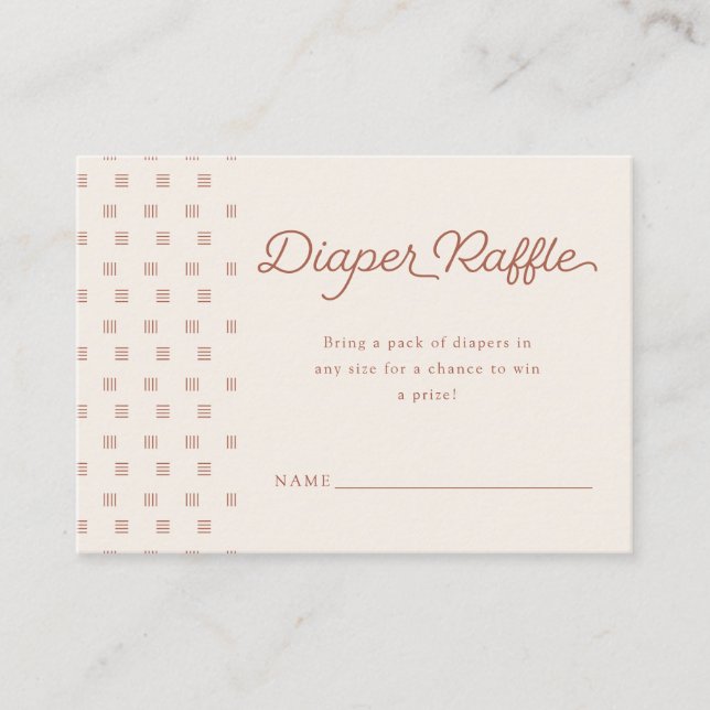 Minimalist Boho Diaper Raffle | Terra Cotta Enclosure Card (Front)
