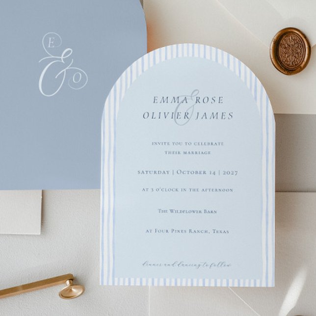 Minimalist Boho Dusty Blue Wedding Invitation (Creator Uploaded)