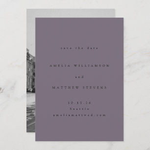 Minimalist Boho Dusty Purple Photo Wedding Save The Date