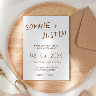 Minimalist Boho Elegant Script Wedding Invitation