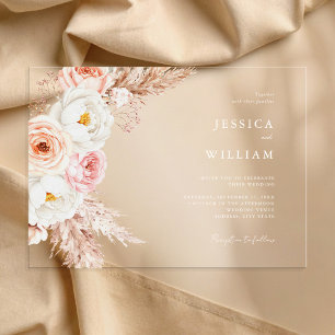 Minimalist Boho Fall Floral Wedding Acrylic Invitations