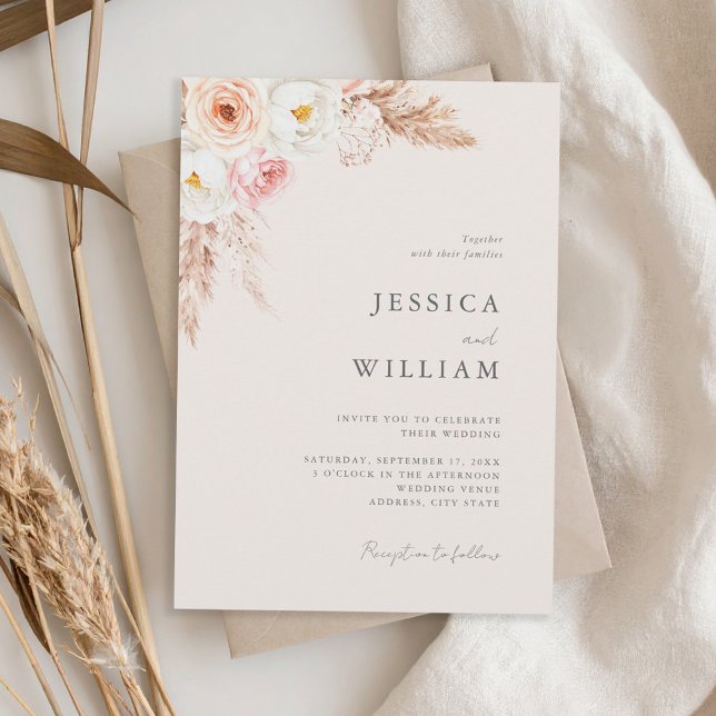 Minimalist Boho Fall Floral Wedding Invitation (Creator Uploaded)