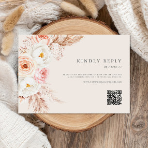 Minimalist Boho Fall Floral Wedding RSVP Card