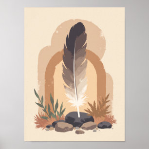 Minimalist Boho Feather Abstract Modern Wall Art