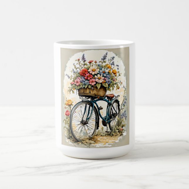 Minimalist Boho Floral Bicycle  Coffee Mug (Center)