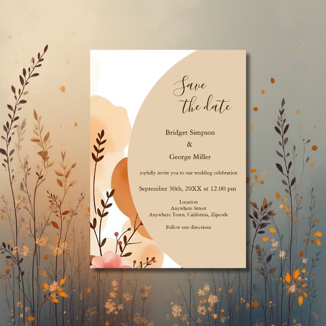 Minimalist Boho Floral Frame safe the date Invitation (Creator Uploaded)