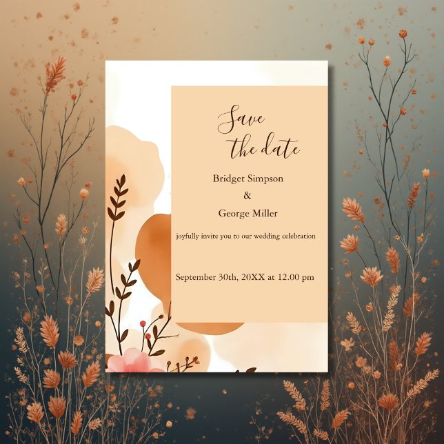 Minimalist Boho Floral Frame safe the date Invitation (Creator Uploaded)