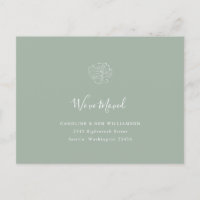 Minimalist Boho Floral Moved Address Sage Green