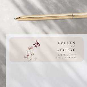 Minimalist Boho Floral Wedding Return Address Label