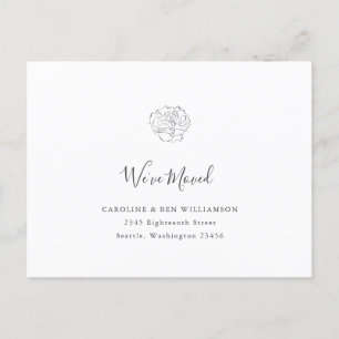 Minimalist Boho Floral We've Moved Address White Postcard