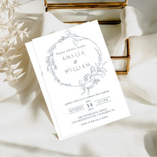 Minimalist Boho Floral Wreath Wedding  Invitation