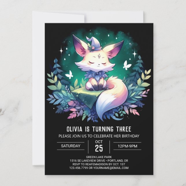Minimalist Boho Fox Birthday Invitation (Front)