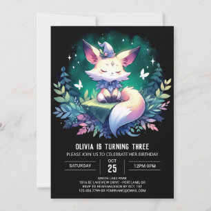 Minimalist Boho Fox Birthday Invitation