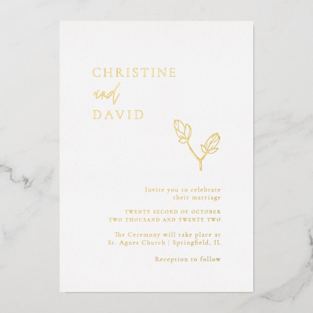 Minimalist Boho Gold Foil Wedding (Front)