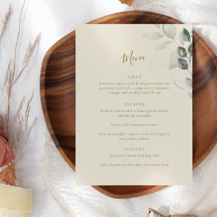 Minimalist Boho Green Eucalyptus Botanical Wedding Menu