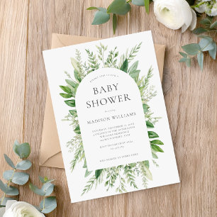 Minimalist Boho Greenery Baby Shower Invitation