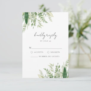 Minimalist Boho Greenery Wedding RSVP Card