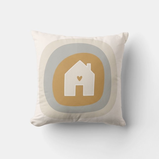 Minimalist Boho "Home is Where the Heart Is" Cushion (Front)