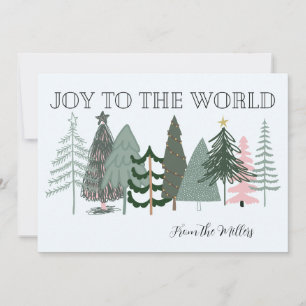 Minimalist Boho Joy to the World Holiday Card 