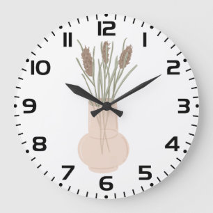 Minimalist Boho Lavender in Glass Vase Large Clock