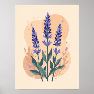 Minimalist Boho Lavender Sprigs Abstract Wall Art