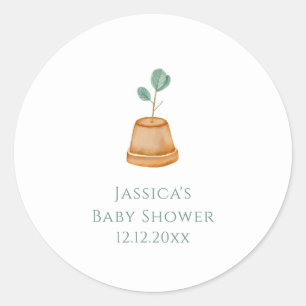Minimalist Boho Little Sprout Garden Baby Shower Classic Round Sticker